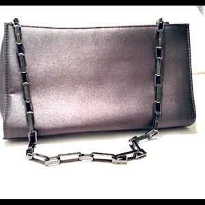 CK Grey Satin Evening Bag